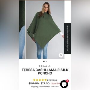 NWT Bonalla Teresa Cashllama & Silk Poncho in Plum color